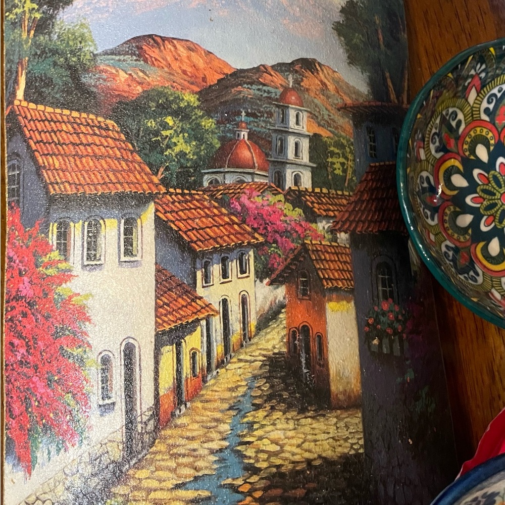 Colorful Village Scene Wall Art